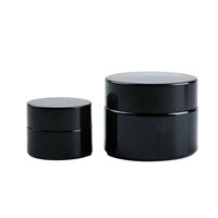 Pot en verre noir de 5 ml avec bouchon noir, vide, rechargeable, pour échantillons de maquillage, crème pour le visage, lotion, crème pour les yeux