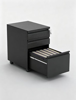 Meuble de rangement métallique moderne verrouillable avec 3 tiroirs, design réglable, sur pieds mobiles en acier, pour bureau, école et salle de sport