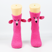 Haute qualité hiver corail velours tridimensionnel chiot oreille rembourré drôle pied chaussettes mignon mi-tube chaussettes épaisse chaleur