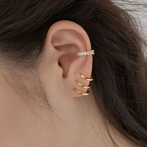 Dylam Simplicity Personalized Design S925 Silver Rhodium 18K Gold Plated C Shape Multiple Layer Geometric Women <b>Cuff</b> <b>Earrings</b> - Product Image 2