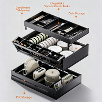 Organiseurs coulissants ajustables pour accessoires, étagère à épices, panier de rangement double couche coulissant en aluminium pour tiroir de cuisine