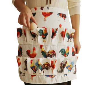 Delantal de cocina con estampado de gallo y bolsillos, delantal de cocina ajustable estilo rústico para hombres, mujeres, chefs y jardinería - Product Image 2