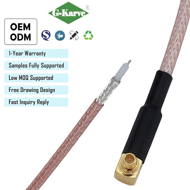 G-karve RG316 Copper Solid Conductor Adapter  Feeder MMCX Bent Male Single-Ended Extension Cable