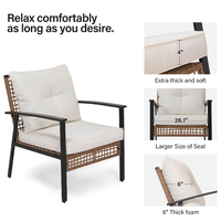 Fauteuils de patio en osier très demandés, chaises d'appoint de bistrot en rotin pour l'extérieur, ensemble de canapés individuels pour véranda et balcon
