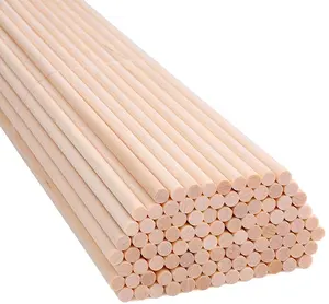 Bâtons de bois de bouleau rond non fini ou coloré de 30.5cm X 6mm ou 1/4X12 pouces bâtons de macramé artisanal en bois dur