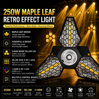 Lumière de tête mobile rétro en forme de feuille d'érable LED 250W, 3x60W blanc chaud doré, 36 pièces d'effets de pixels RGB pour fond, concert vintage DMX512