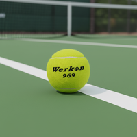Lot de 3 balles de tennis pressurisées en caoutchouc jaune-vert, fibres synthétiques, haute élasticité, durables, 65 mm, 40 g, rebond de 120 cm, compétition