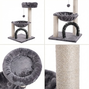 Arbre à chat moderne de luxe en bois gris, grand format, adapté aux chatons, écologique, taille personnalisable, avec griffoirs et lit, vente en gros, direct usine - Product Image 4