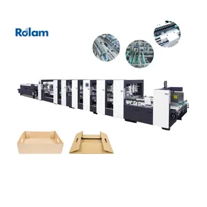 Separate Motor Corrugated Paper Carton Boxes Control 4 6 Corner 3 Points Bottom Lock Type Folding Gluing Machine Folder Gluer