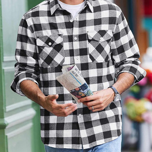 เสื้อเชิ้ตผ้าฝ้ายฟลานเนลลำลองสำหรับผู้ชาย แขนยาว ลายสก็อต ติดกระดุม มีกระเป๋า ป้องกันรอยยับ เนื้อผ้านุ่ม เหมาะสำหรับทำงาน - Product Image 4