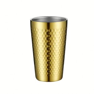 15oz Textured Stainless Steel Beer Tumbler Gold and Silver Finish Durable and Stylish Design - Product Image 1