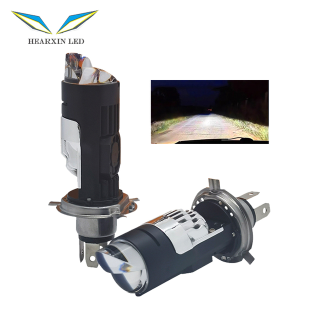 H4 LED LHD/RHD Bi-LED Projector Headlight Dual Lens Automobiles Bulb 120W Car Light Conversion Kit Hi/Low Beam Headlamp 12V 24V