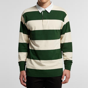 Oem Odm 디자인 녹색과 흰색 색상 블록 스트라이프 스티칭 사용자 정의 로고 인쇄 긴 소매 유니폼 골프 남성용 폴로 셔츠 - Product Image 2