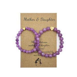 Bracelet perlé pour la fête des mères, bracelet élastique en pierre naturelle, cadeau mère et enfant avec carte cadeau, ensemble de bijoux - Product Image 3
