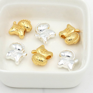 18k Gold <b>Silver</b> Copper Rabbit Spacer <b>Bead</b> Pendant For Bracelet Making D139 - Product Image 1