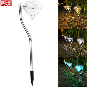 <b>Solar</b> Diamond Led Lawn Light Outdoor Water Resistant Garden Pathway <b>Lighting</b> For Yard Patio Decoration - Product Image 1