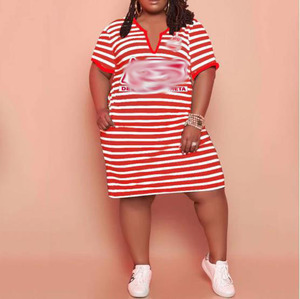 New Summer American African <strong>Red</strong> <strong>and</strong> <strong>White</strong> Delta Sigma Sorority Women's Stripe V-neck <strong>Dress</strong> - Product Image 2