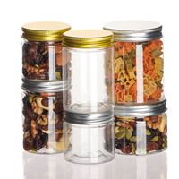 Vente directe d'usine 71mm 50 80 100 120 180 200 250 300 400 500ml Pot de nourriture pour biscuits au miel avec couvercle Pot en plastique d'épices PET transparent