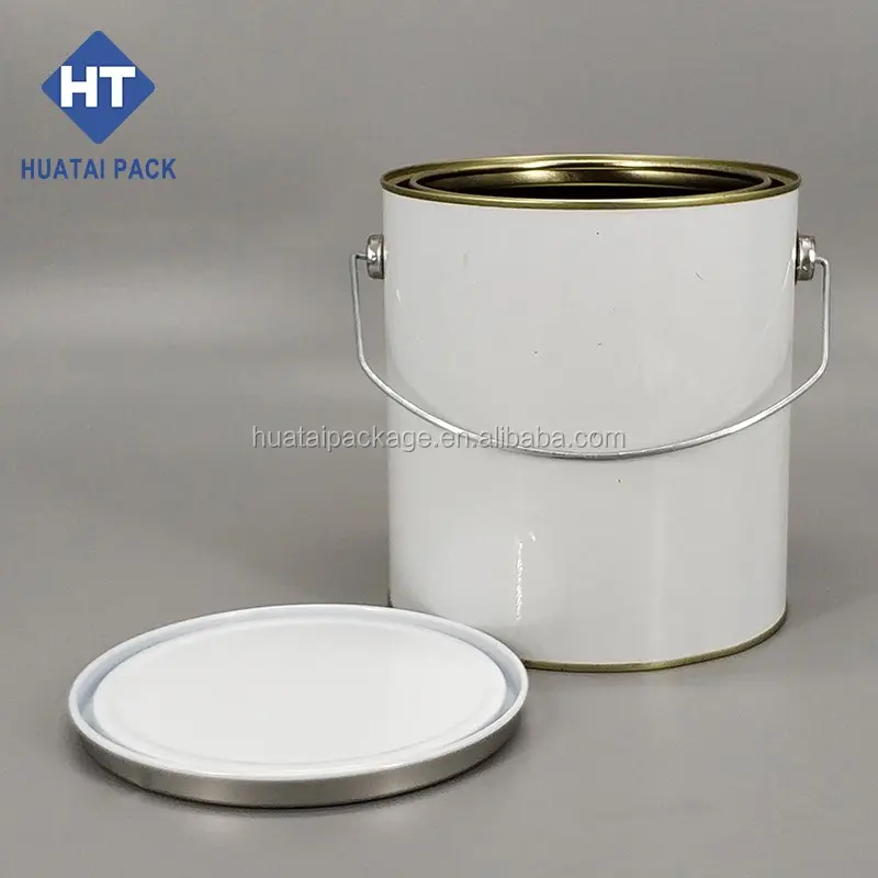 4L metal round tin paint can with lever lids for oil based paint  tin can factory for sale