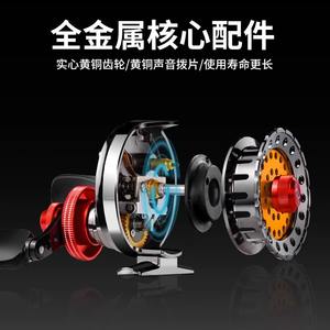 รอกตกปลาแบบหมุน JQWFDLD ตัวเรือนโลหะอะลูมิเนียมอัลลอยด์ ด้ามจับสีแดง รอกตกปลาน้ำแข็ง สำหรับใช้กับคันเบ็ดแบบเรือและสะพาน - Product Image 3