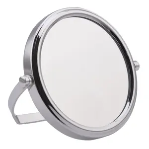 Metal Table Top Vanity Mirror Round Shape Double Sided Cosmetic Mirror 5x Magnified Mirror Glass For Makeup