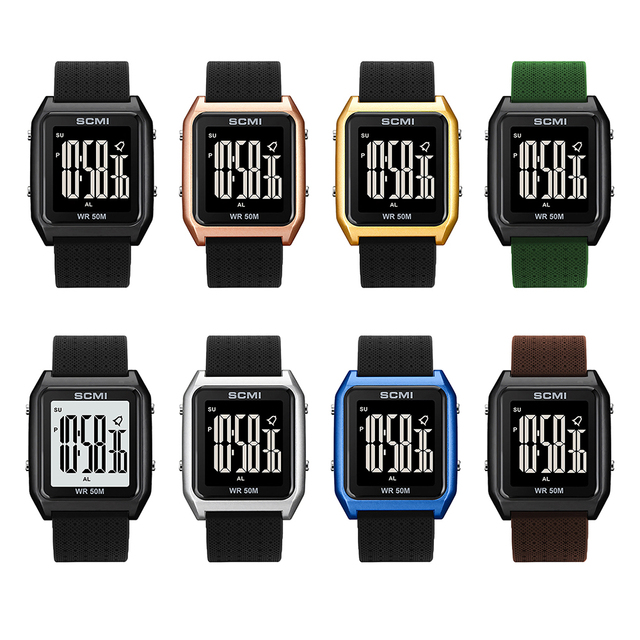 Luxury Digital Men Hand Sport Watch Rose Golden Daily Water Resistant Multifunctional Square Student Electronic Waterproof Watch