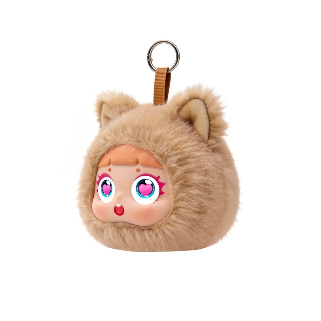Plush Cat Head Bluetooth Speaker 2-Inch Display Keychain 5W Portable Mini Speaker Wireless Loudspeaker with JL 5.3 TF & Radio