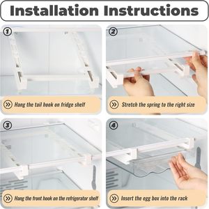 Egg Tray Refrigerator Storage Drawer Food Grade Organizing Container For Chicken Duck Eggs Fresh Produce Keeper White Molding - Product Image 3