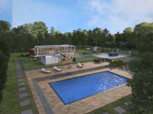 Casa inteligente controlada por IA de dos pisos, casa prefabricada de estructura de acero modular con fachada de vidrio, sistema climático automatizado - Product Image 4