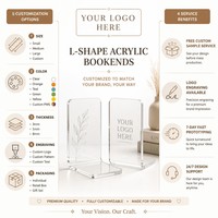 Lot d'entretoises à livres transparentes en acrylique en forme de L, support de bureau moderne et clair pour étagère, organisateur de livres pour la maison et le bureau, 6 mm