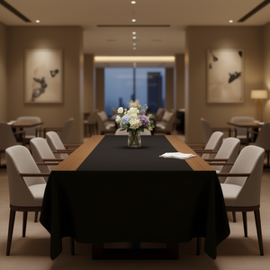 Mantel negro DB 200 Gsm de 90x132 pulgadas, rectangular, resistente a las arrugas, para hoteles - Product Image 2