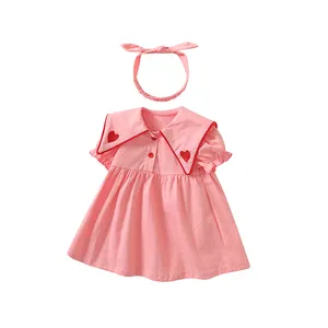 Vestido de bebê menina rosa manga esvoaçante para 1 ano tipo verão 2 anos