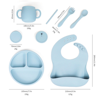 Nouveautés Ensemble de Vaisselle Personnalisé Sans BPA pour Enfants, Bavoir Bébé, Assiettes et Bols pour Tout-petits, Tasse d'Apprentissage en Silicone, Kit d'Alimentation pour Bébé en Silicone