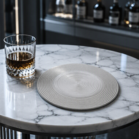 Assiette de service en verre cristal sans plomb, peinte à la main, ronde, écologique, bord doré de luxe, pour fêtes et dîners, Kalys K603