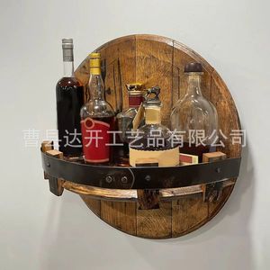 ชั้นวางไวน์ไม้แบบติดผนังทรงกลม ทำด้วยมือ สำหรับจัดเก็บในงานปาร์ตี้ - Product Image 1