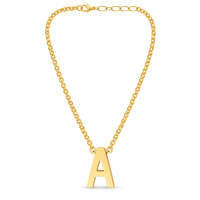 Collier en acier inoxydable plaqué or 18 carats avec pendentif alphabet 26 lettres, chaîne délicate, vente en gros de bijoux haut de gamme