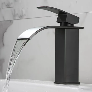 Vente directe fabricant – <span class=keywords><strong>Robinet</strong></span> de lavabo carré moderne en acier inoxydable, style cascade doré en céramique – Haute qualité, simple - Product Image 6