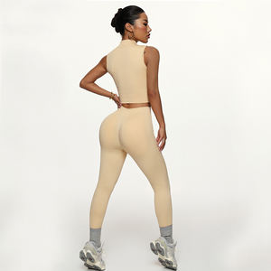 Ensemble de yoga 6 pièces pour femme le plus vendu : soutien-gorge de sport uni, veste à manches longues, haut à manches courtes, taille haute, effet push-up, tenue de fitness - Product Image 6