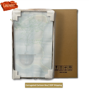 UNIART 3D LEDグロー木壁装飾砂岩レリーフ壁画彫刻ミニマリストホテル回廊グリーン植物花瓶ホールアート装飾 - Product Image 5