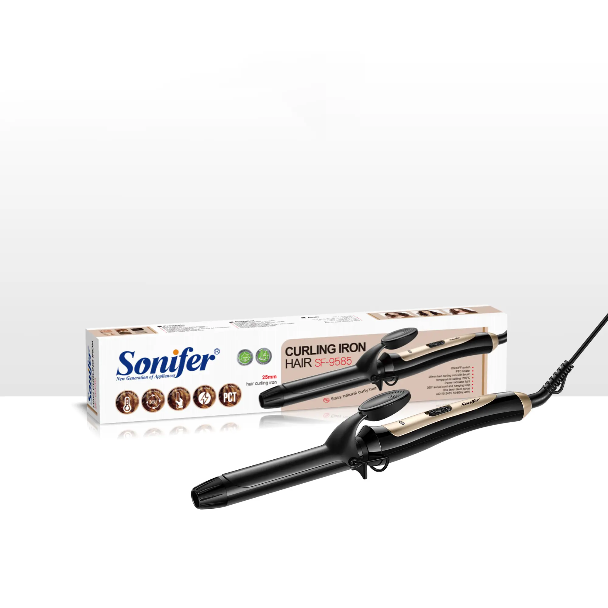 جهاز فصل الشعر المجعد الطبيعي السهل من Sonifer طراز SF-9585، معدن تجعيد الشعر بحجم 25 ملم، أداة تجميل منزلية وعمل السفر والعناية الشخصية