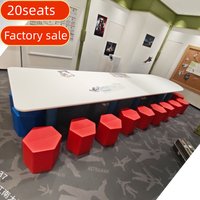 Table et chaises rectangulaires blanches pour enfants, design populaire ZDH, pour les bibliothèques scolaires et les fêtes