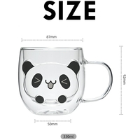 Vente en gros de tasses à café en verre à double paroi, originales, mignonnes, à motifs d'animaux de dessin animé, isolées thermiquement