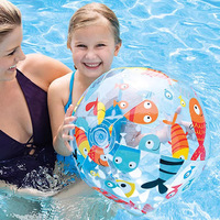 Ballon de plage gonflable transparent en vinyle PVC Intex 0,18 mm, motif imprimé, 34 cm, pour piscine, lacs et rivières