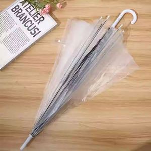 Parapluie droit transparent classique en matériau POE pour les voyages, ouverture semi-automatique, diamètre 90 cm, couleur et logo personnalisables - Product Image 2