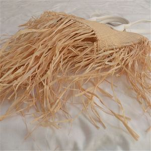 Sac en paille de raphia naturel à longues franges élégant pour femmes, nouveau style d'été, pour la plage, les vacances, les robes - Product Image 5