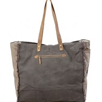 Sacs de taille moyenne en toile robuste avec poignée en cuir PU, imprimés avec un motif personnalisé, réutilisables, écologiques, avec impression laminée