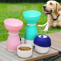 Bouteille d'eau portable pour chien, pliable, anti-fuite, 3 en 1, en silicone, pour la marche en plein air, les voyages, la nourriture et l'eau