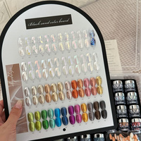 Lot de 48 couleurs de poudre à ongles magique haute brillance effet chrome miroir, poudre dorée métallique, poudre effet lune et aurore, en vrac avec présentoir
