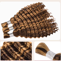 Gros Highlight P4/27 Cheveux Humains Tressés En Vrac Sans Trame Super Double Dessiné Remy Brut Non Transformé Vague Profonde Cheveux Humains En Vrac