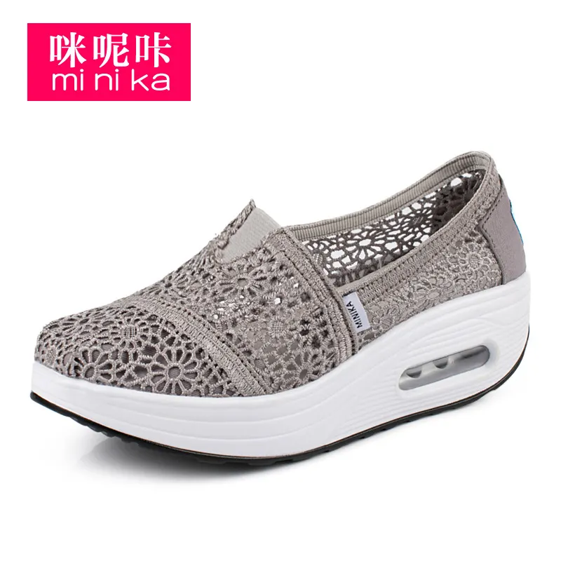 Minika Zapatos Mujer Frauen Atmungsaktive Mesh Platform Sneakers Damen Slip On Loafer Freizeit schuhe Sneakers